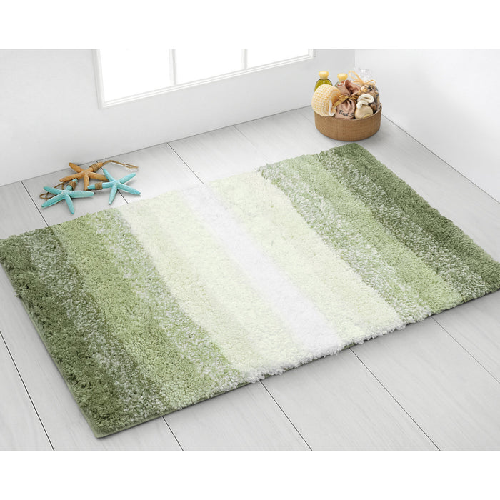 Superstripe Sage Bath Mat Anti-Slip Microfibre