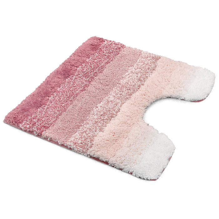 Luxury Non-Slip Soft Blush Pink Pedestal Mat Super Absorbent Microfiber Ombre Striped Bathroom Mat