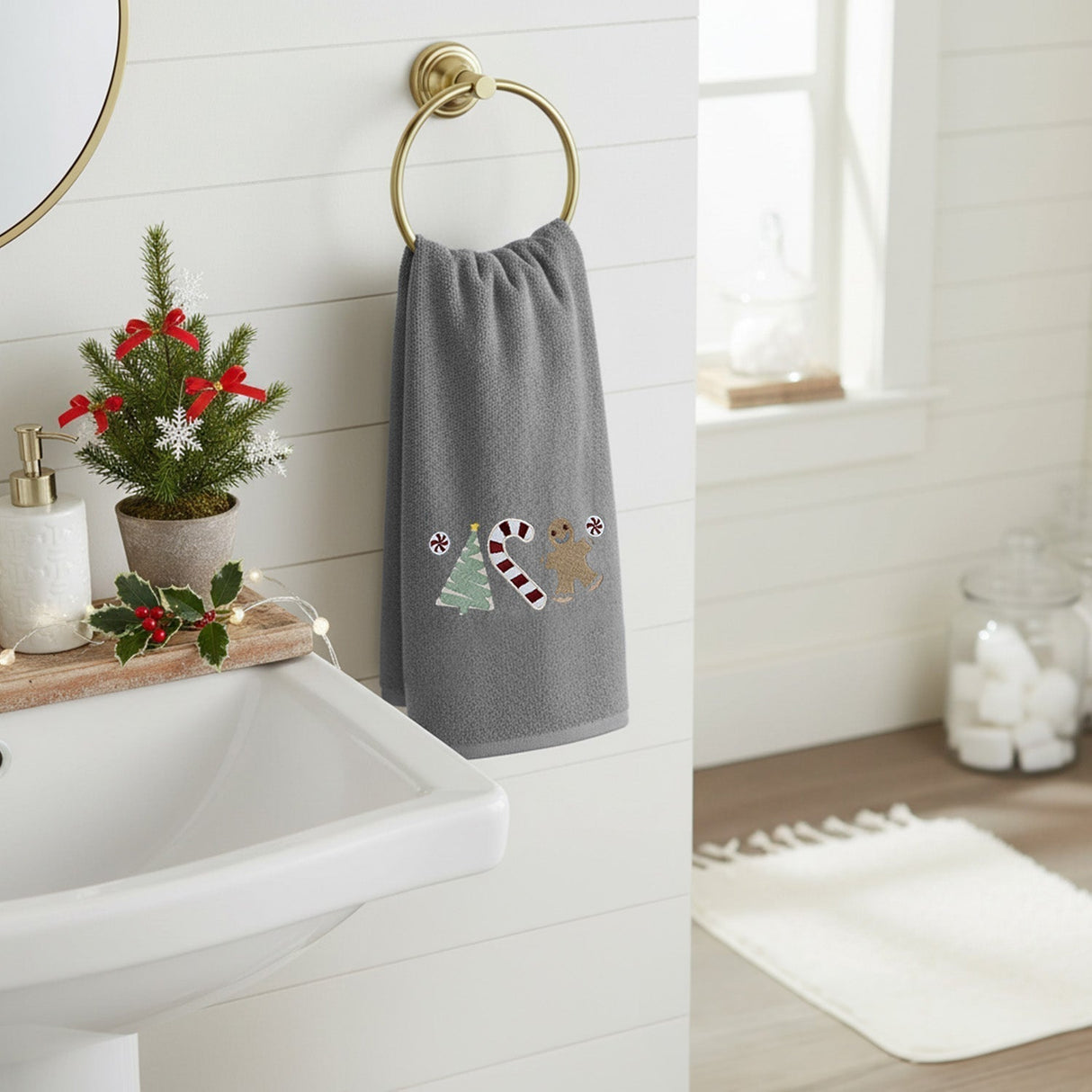 Velosso Sweet Shop 2 Pack Christmas Cotton Hand Towels