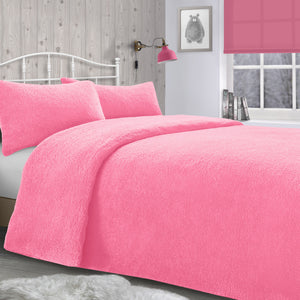 Velosso Plain Teddy Fleece Duvet Cover And Pillowcase Set