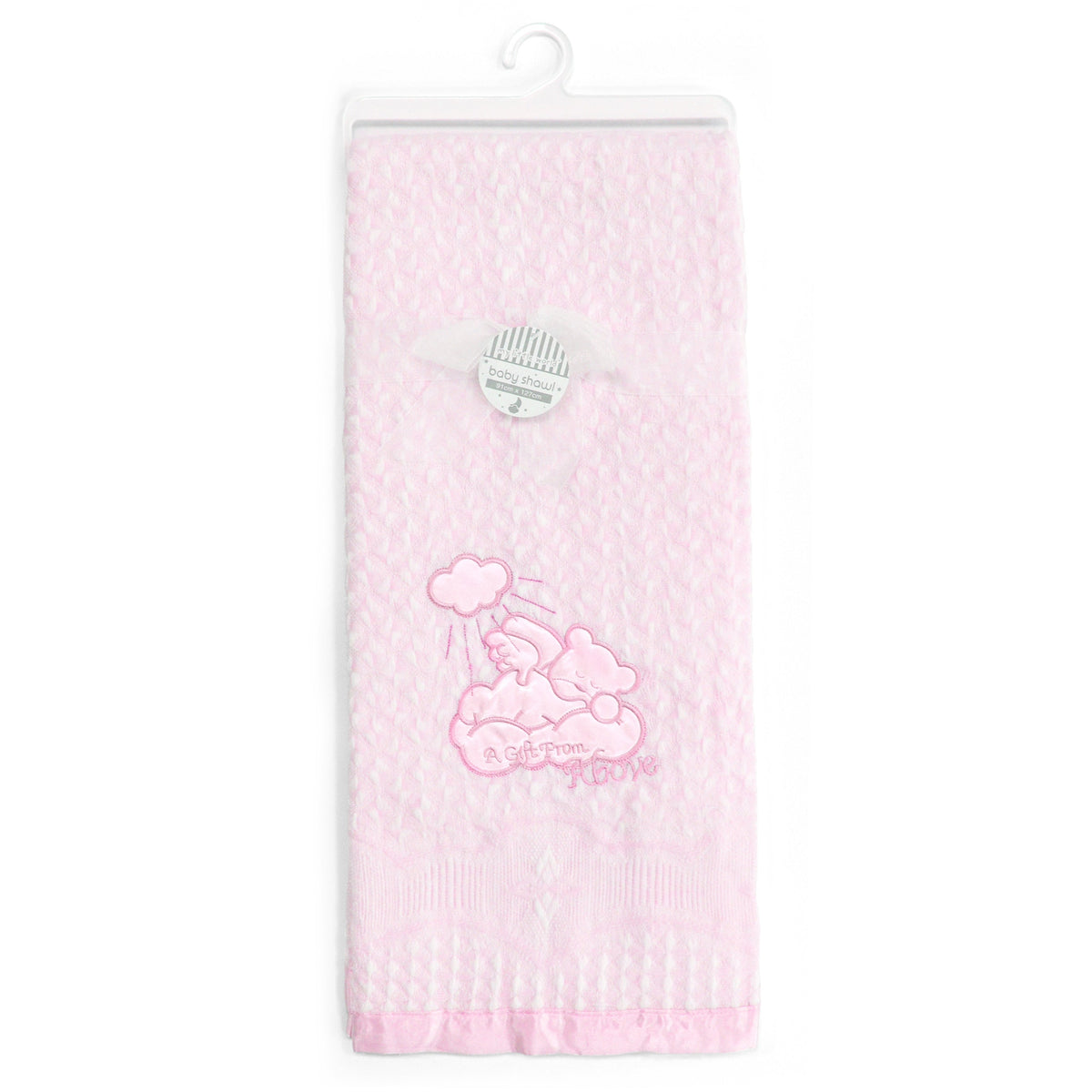 My Little World Teddy Bear Embroidered Baby Shawl