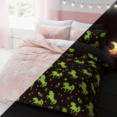 Velosso Glow In The Dark Cosy Unicorn Duvet Cover & Pillowcase Set