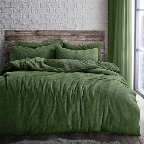 Velosso Plain Teddy Fleece Duvet Cover And Pillowcase Set