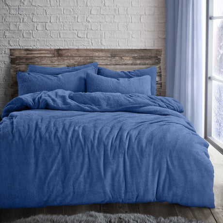 Velosso Plain Teddy Fleece Duvet Cover And Pillowcase Set