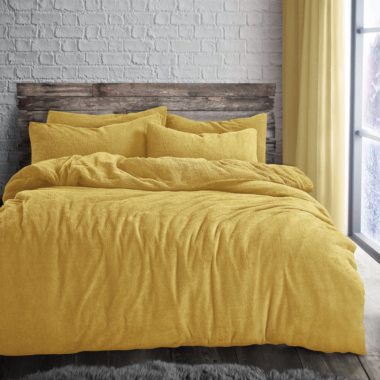 Velosso Plain Teddy Fleece Duvet Cover And Pillowcase Set