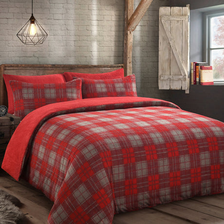 Velosso Check Teddy Duvet Cover & Pillowcase Set