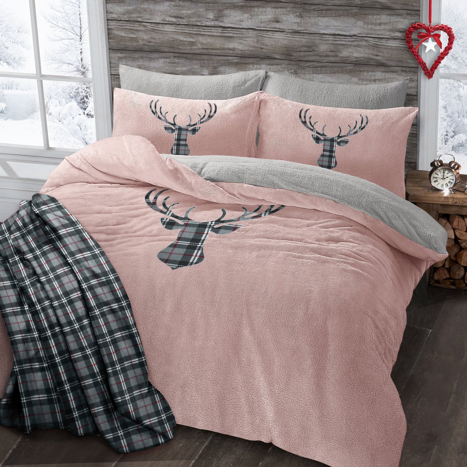 Velosso Stag Head Teddy Duvet Cover & Pillowcase Set