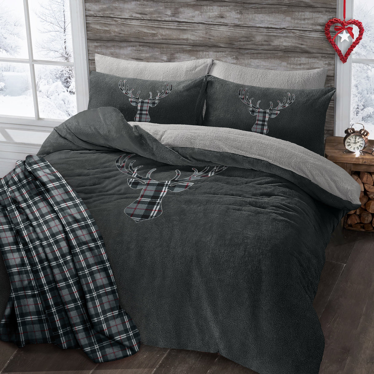 Velosso Stag Head Teddy Duvet Cover & Pillowcase Set