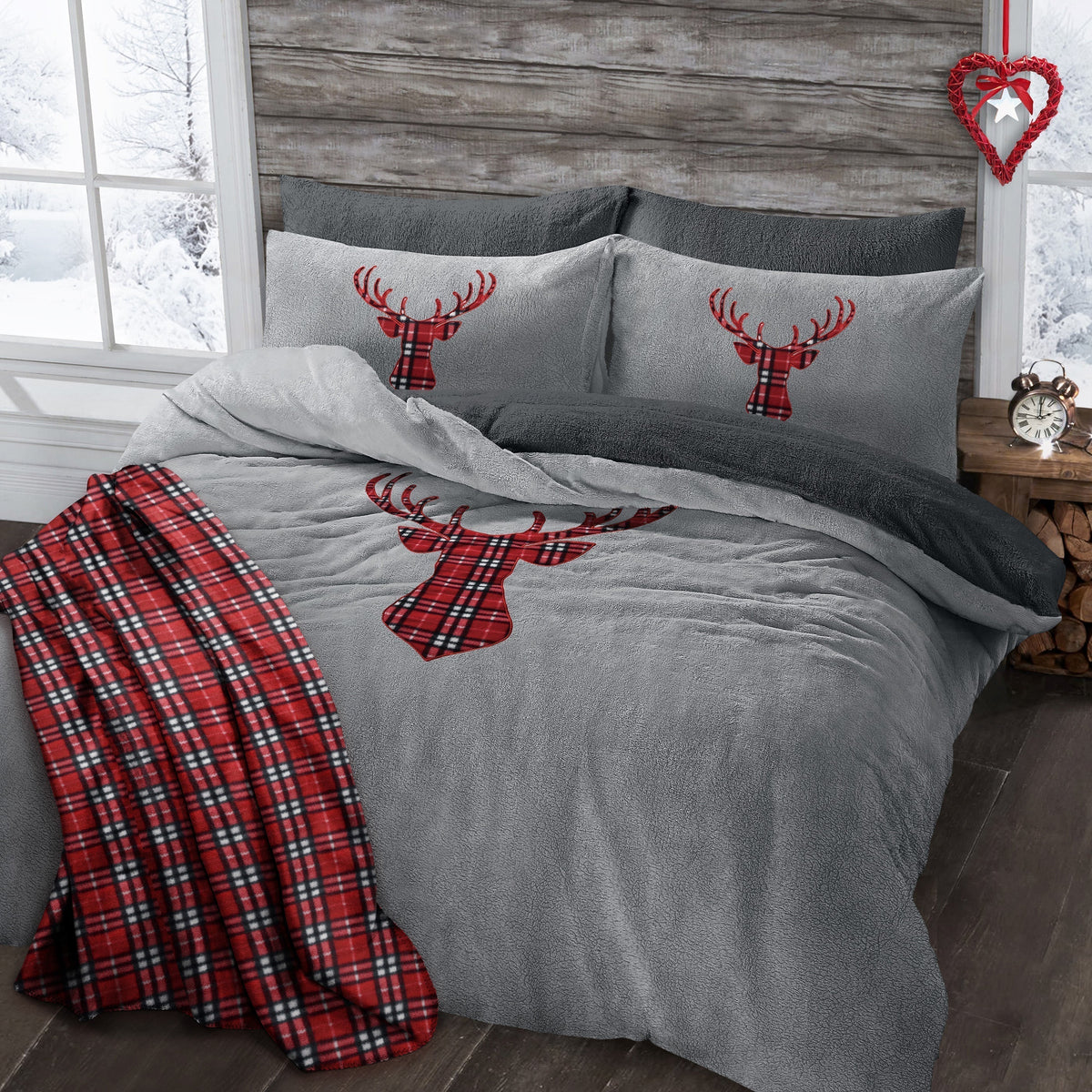 Velosso Stag Head Teddy Duvet Cover & Pillowcase Set