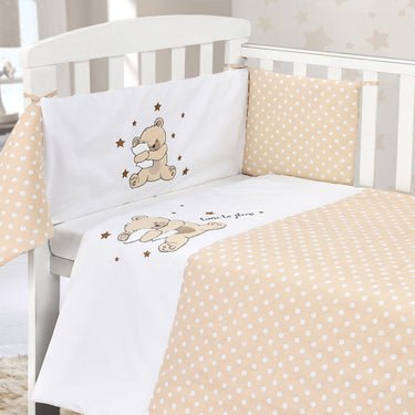 Teddy Time To Sleep Cot Bumper and Cover Set