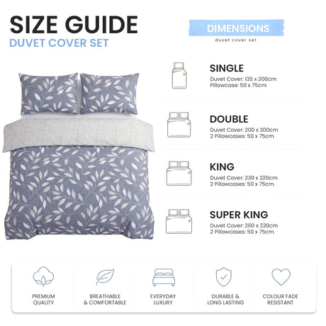 Velosso Trailing Leaves Duvet Cover And Pillowcase Set