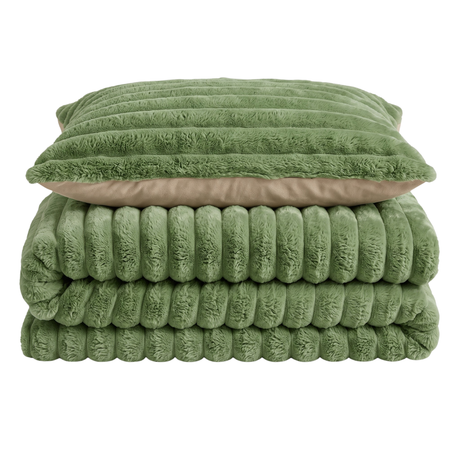 Velosso Jumbo Cord Faux Rabbit Fur Duvet Cover And Pillowcase Set