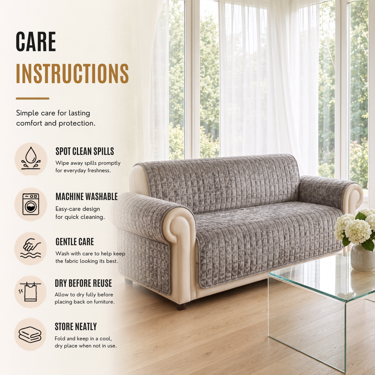 Home Republic Crushed Velvet Sofa Protector