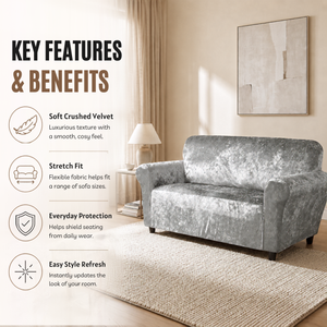 Home Republic Crushed Velvet Stretch Fitted Sofa Cover