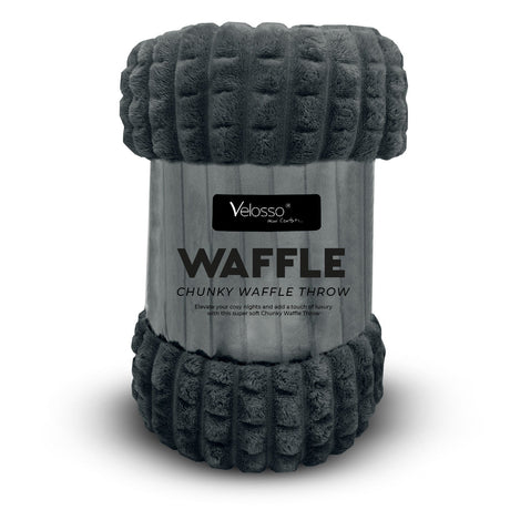 Velosso Chunky Waffle Plush Super Soft Blanket Throw