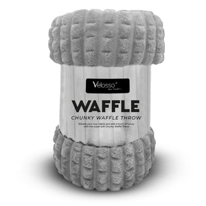 Velosso Chunky Waffle Plush Super Soft Blanket Throw