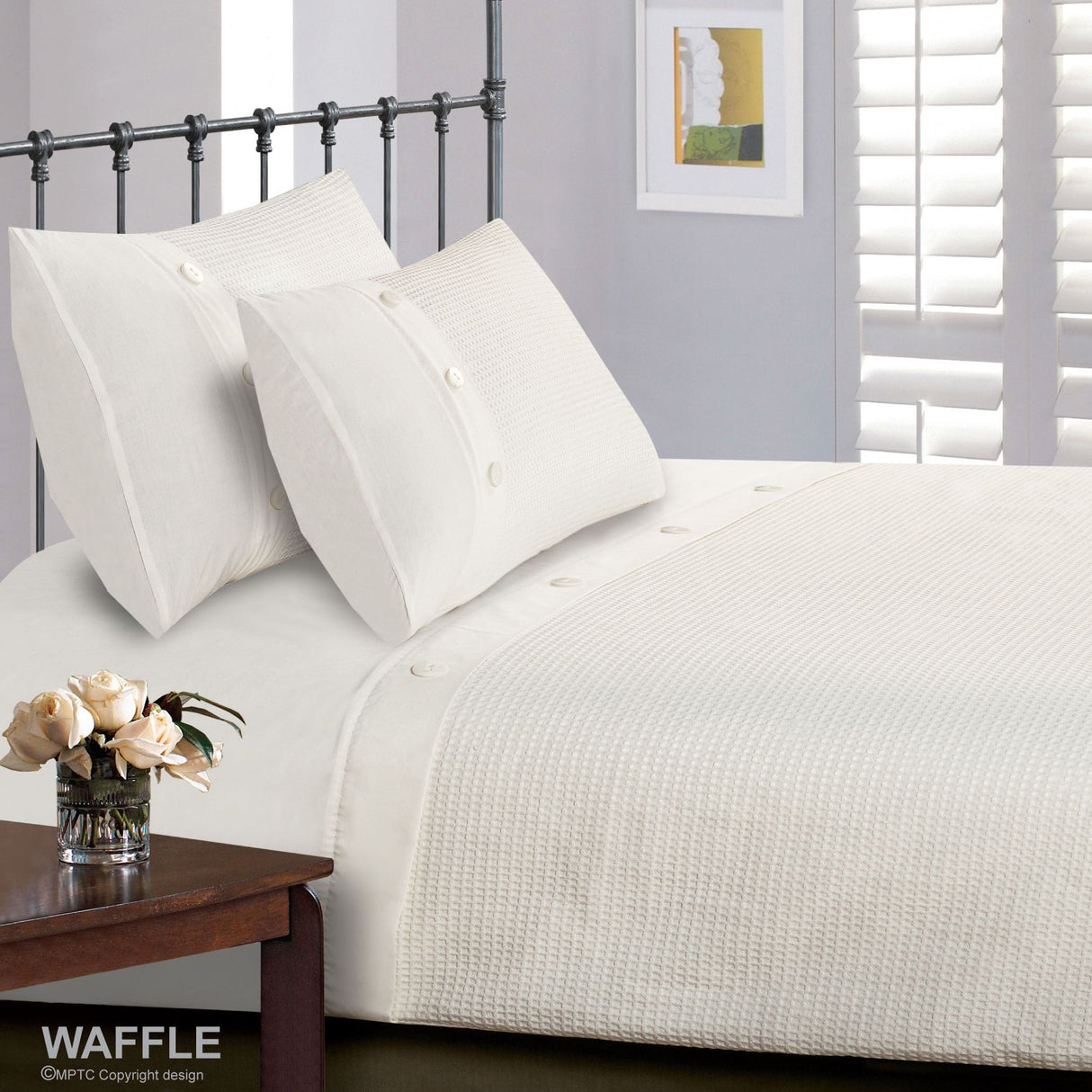 Intimates Waffle Button Duvet Cover & Pillowcase Set