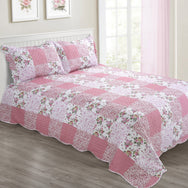 Velosso Wisteria Floral Patchwork Printed Quilted Bedspread Set