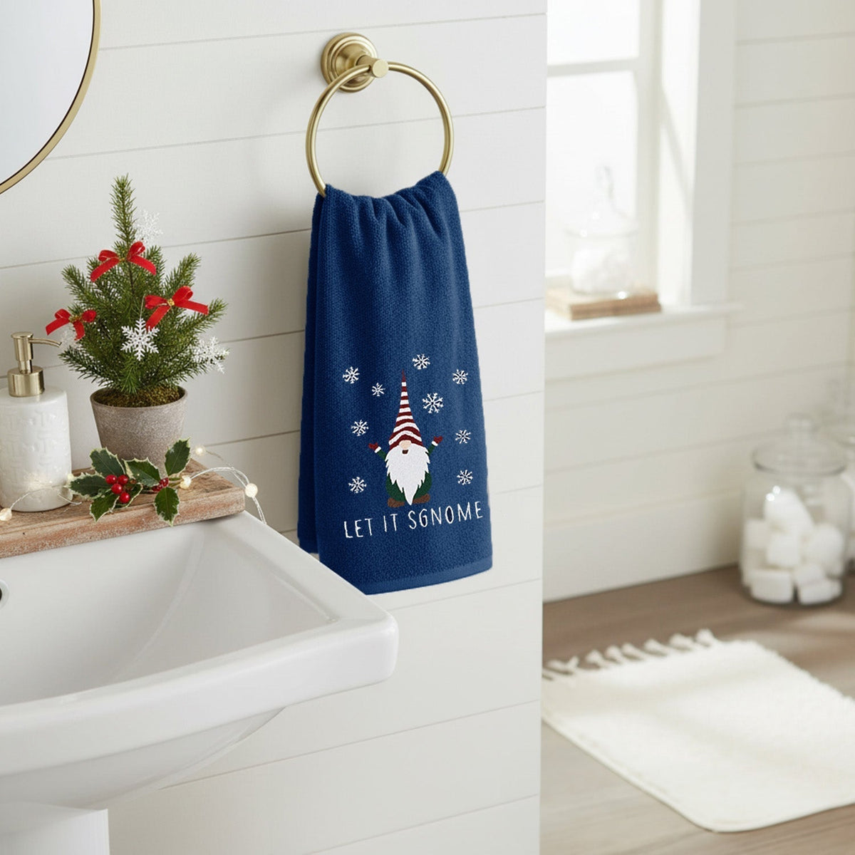 Velosso Christmas Gonks 2 Pack Christmas Cotton Hand Towels