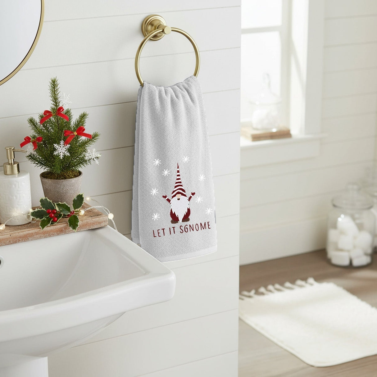 Velosso Christmas Gonks 2 Pack Christmas Cotton Hand Towels