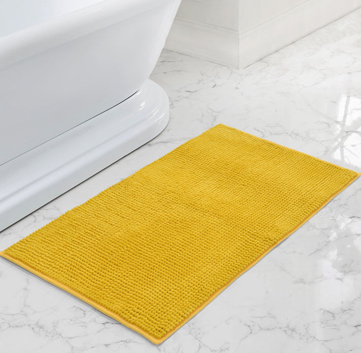 Luxury Non-Slip Soft Ochre Bath Mat Shaggy Noodle Super Absorbent Microfiber Bathroom Mat