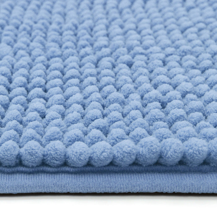 Luxury Non-Slip Soft Blue Bath Mat Shaggy Noodle Super Absorbent Microfiber Bathroom Mat