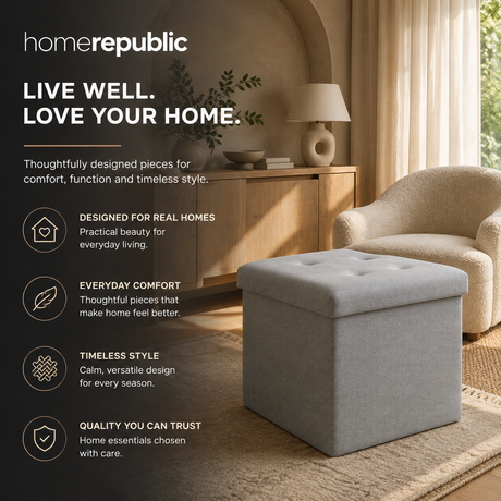 Home Republic Foldable Linen Storage Ottoman