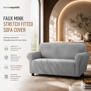 Home Republic Faux Mink Stretch Fitted Sofa Cover