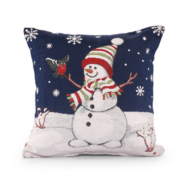 Xmas Snowman Snowflakes Cushion Cover