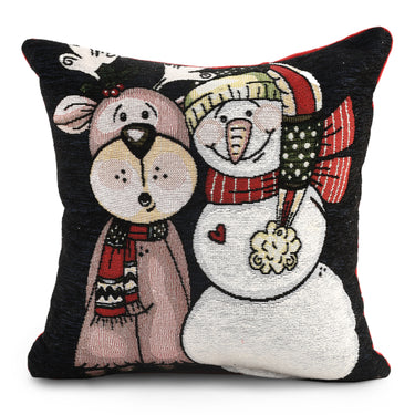 Xmas Snowman & Reindeer Cushion Cover