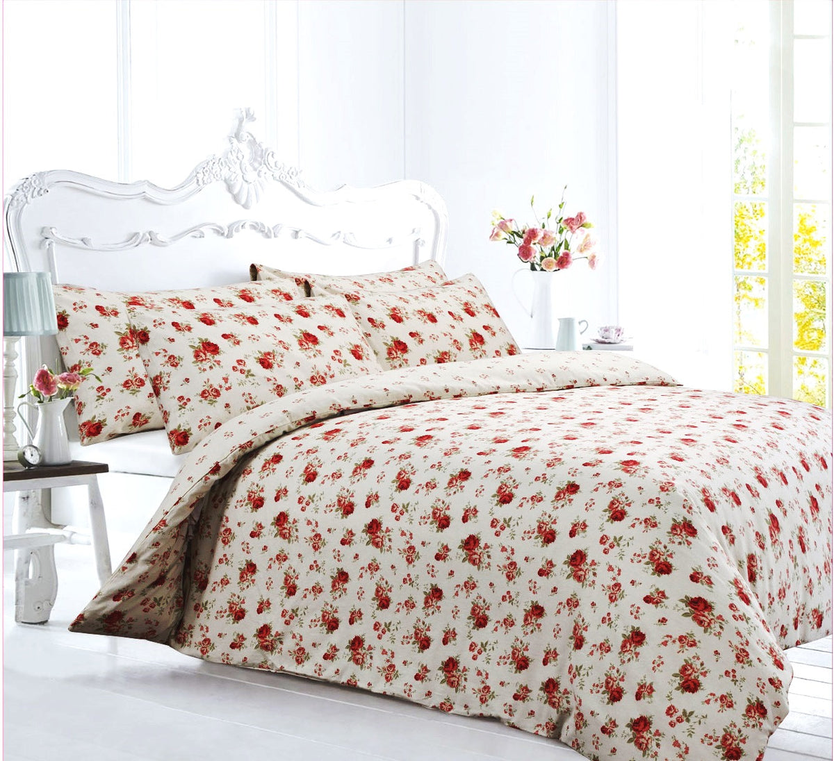 Velosso Emily Rose Flannel Duvet Cover & Pillowcase Set