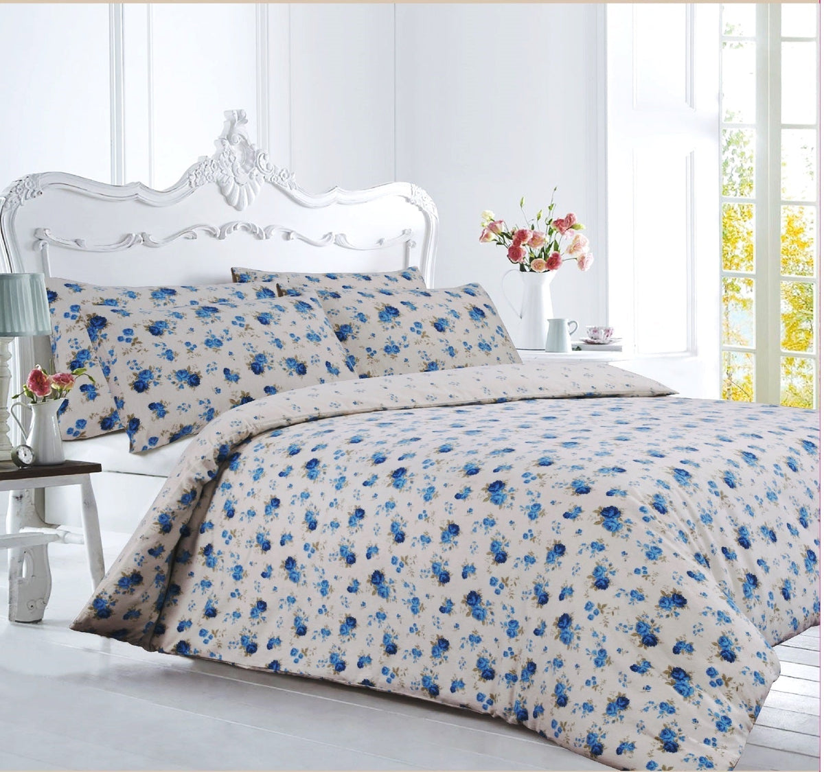 Velosso Emily Rose Flannel Duvet Cover & Pillowcase Set