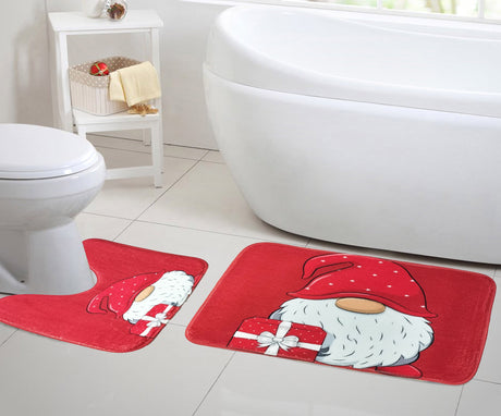 Velosso 2 Piece Christmas Memory Foam Bath And Pedestal Mat Set
