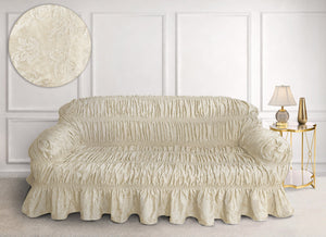 Home Republic Pleated Jacquard Stretch Fitted Sofa Cover
