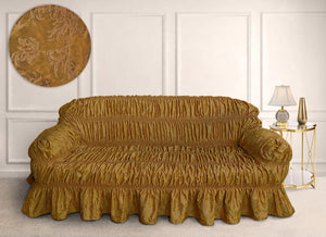 Home Republic Pleated Jacquard Stretch Fitted Sofa Cover