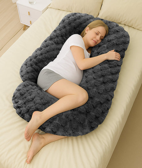 Velosso Chunky Popcorn Faux Rabbit Fur Body Pillow