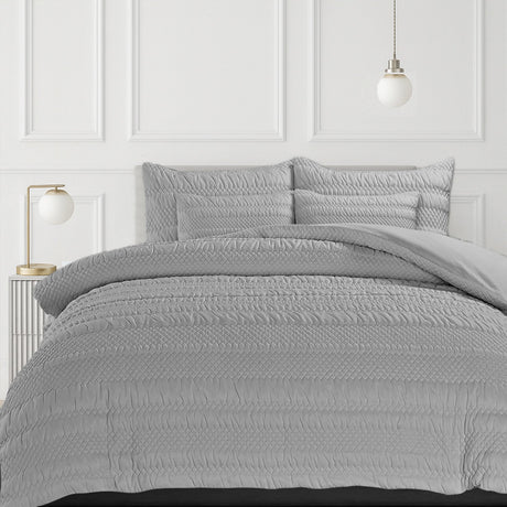 Velosso Saville Embossed Geometric Pattern Duvet Cover And Pillowcase Set