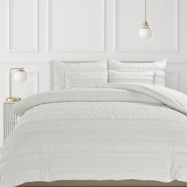 Saville Embossed Geometric Pattern Duvet Cover and Pillowcase Set