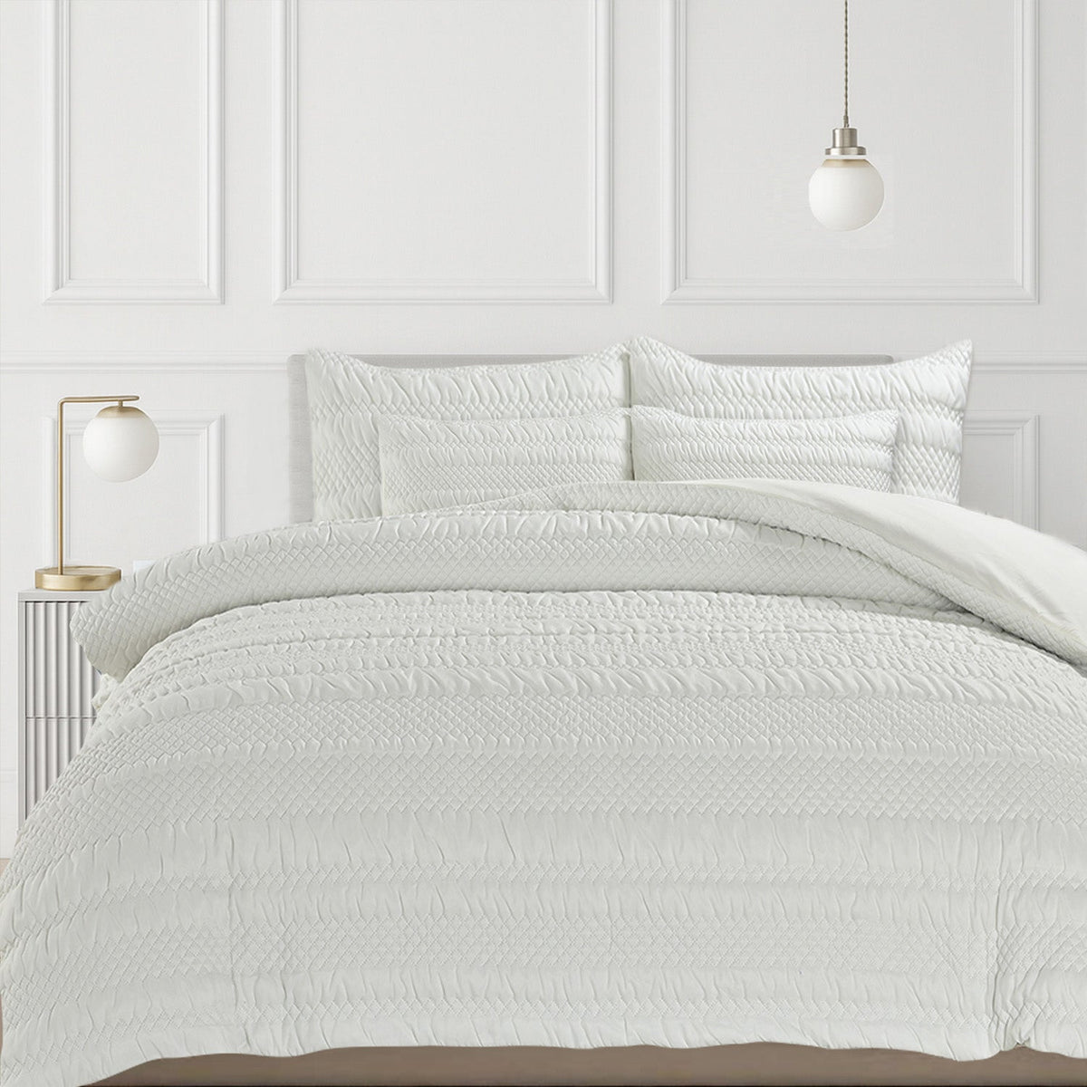 Velosso Saville Embossed Geometric Pattern Duvet Cover And Pillowcase Set