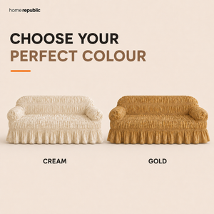 Home Republic Pleated Jacquard Stretch Fitted Sofa Cover