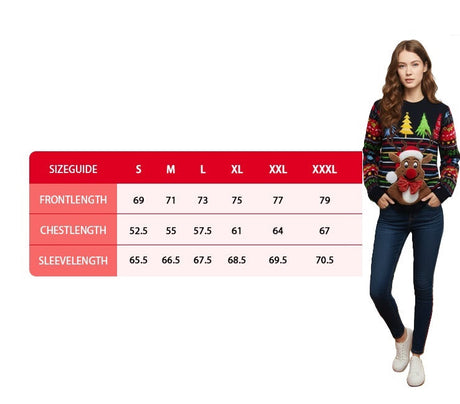 Velosso Fun Christmas Light Up Reindeer Stripe Jumper