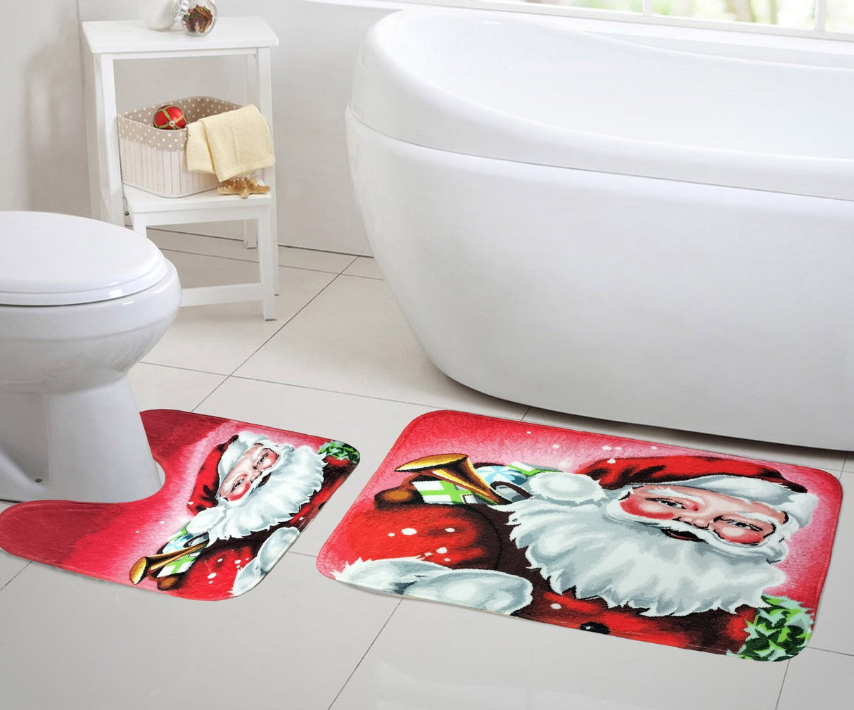 Velosso 2 Piece Christmas Memory Foam Bath And Pedestal Mat Set