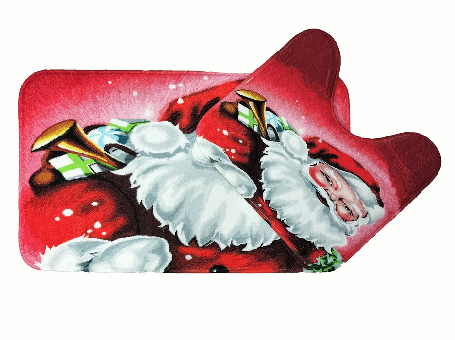 Smiling Santa Bath Mat Set Super-Absorbent Anti-Slip Microfibre