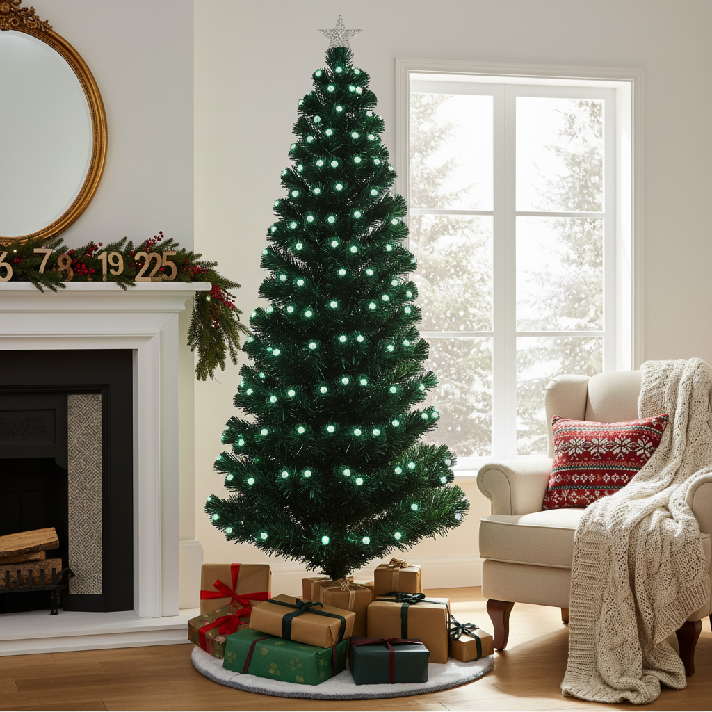 Home Republic Christmas Tree With Green Fibre Optic Lights