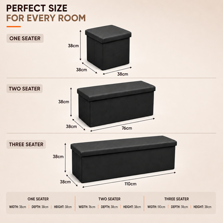 Home Republic Foldable Faux Leather Storage Ottoman