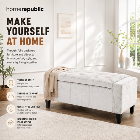Home Republic Bijou Crushed Velvet Storage Seat
