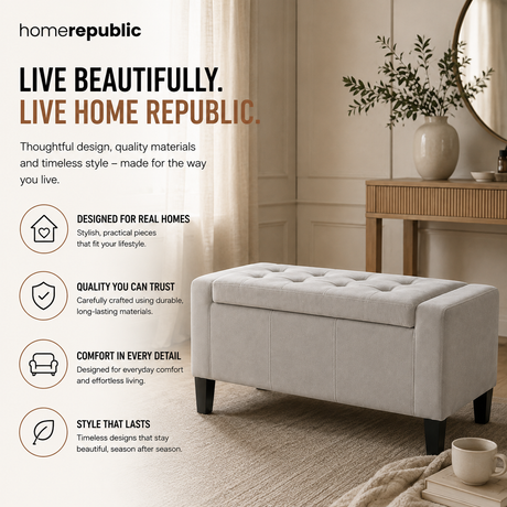 Home Republic Luna Velvet Storage Seat