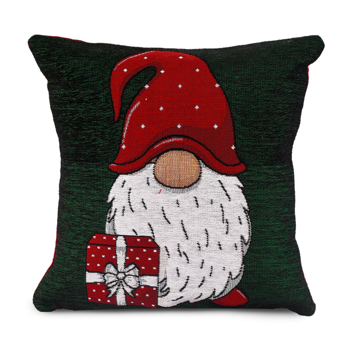 Gonks Christmas Festive Green Chenille Cushion Cover