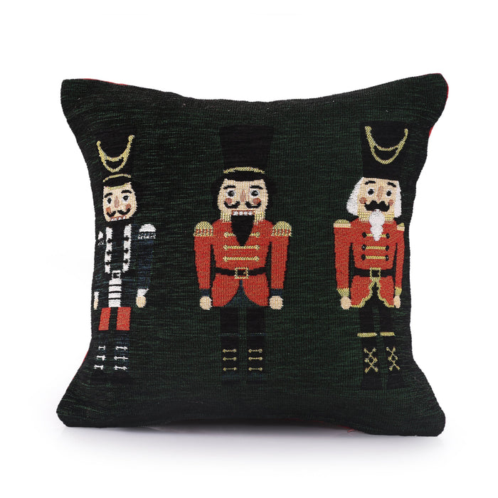 Nutcracker Christmas Festive Chenille Cushion Cover 43cm x 43cm