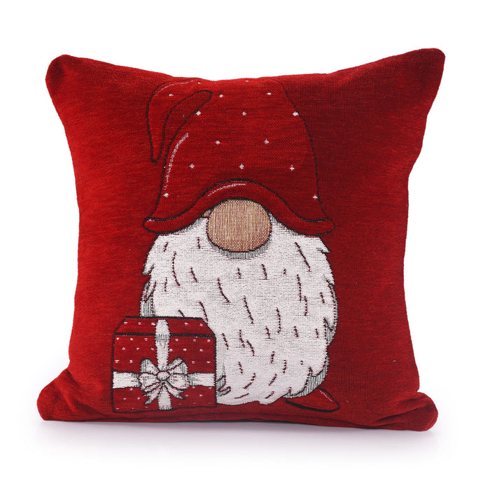 Gonks Christmas Festive Red Chenille Cushion Cover